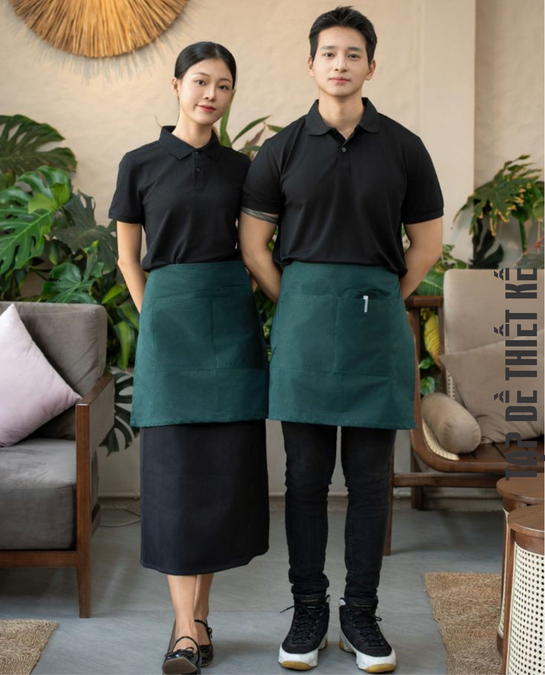 Mẫu tạp dề đồng phục ngắn phục vụ