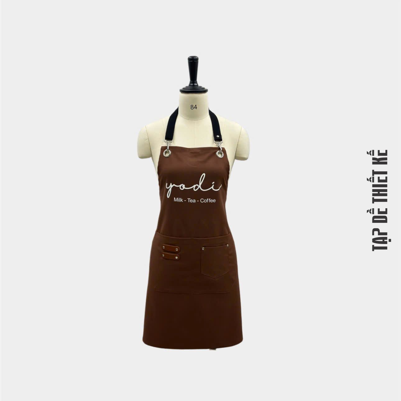 Tạp dề yếm quán cafe màu nâu phong cách hiện đại