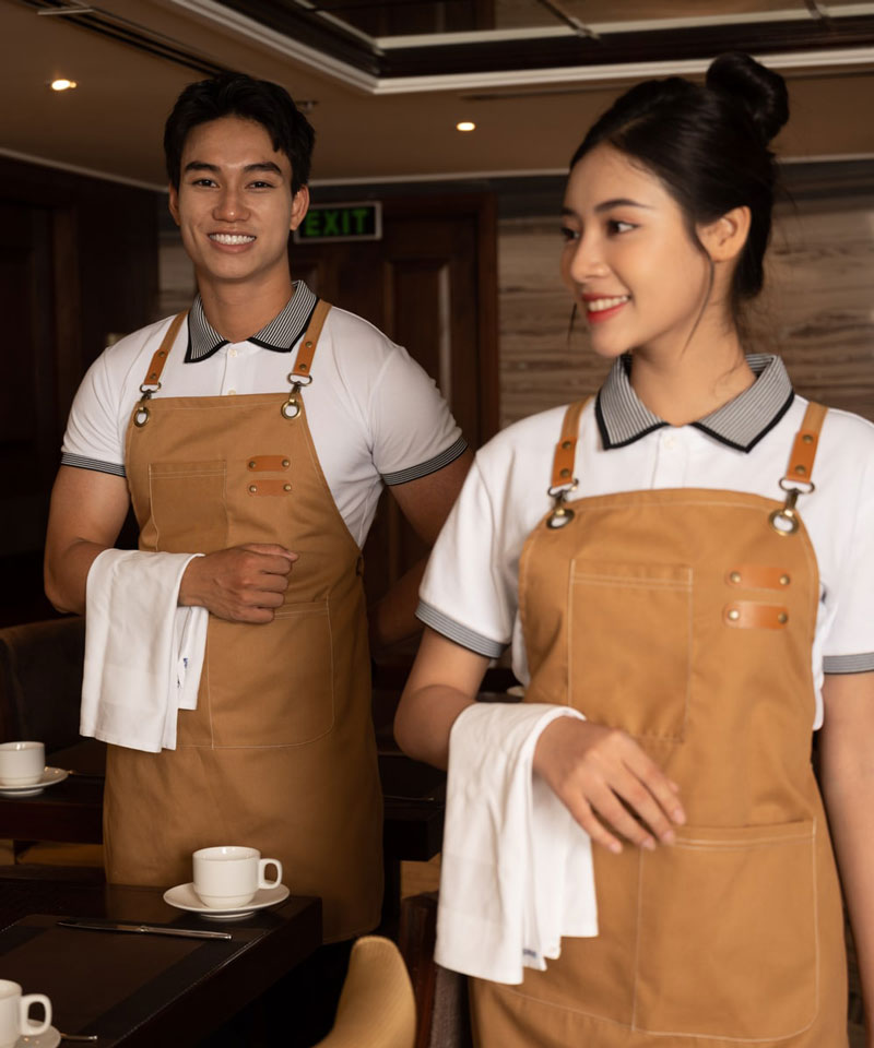 Tạp dề màu be phong cách Hàn Quốc