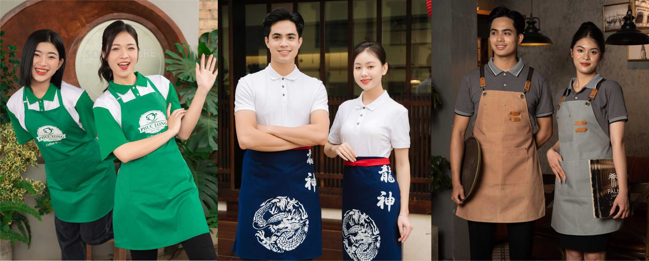 đồng phục tạp dề đẹp cho quán cà phê, nhà hàng, spa, nail tại tphcm