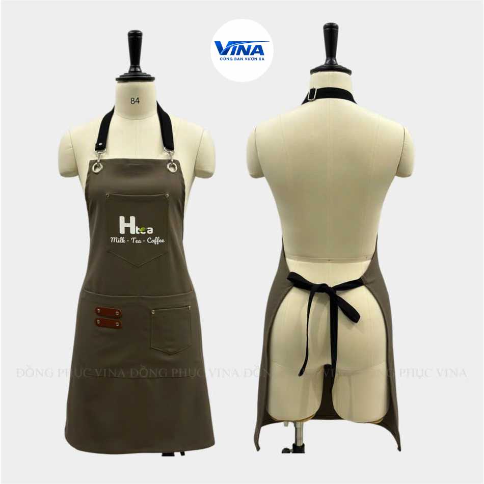 Tạp dề quán trà sữa dạng yếm dài