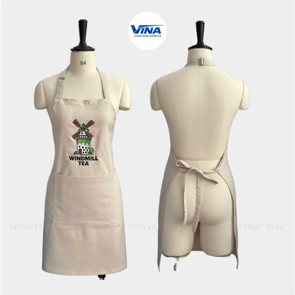 Tạp dề quán trà sữa có túi