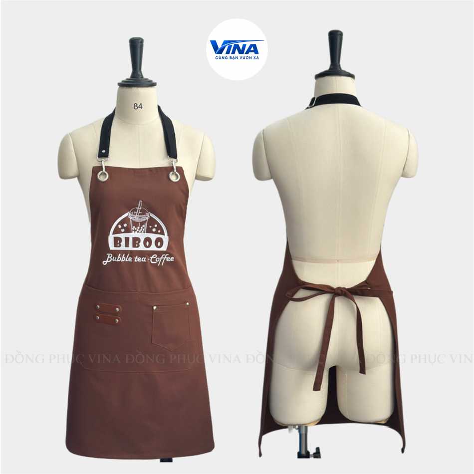 Tạp dề quán trà sữa in logo