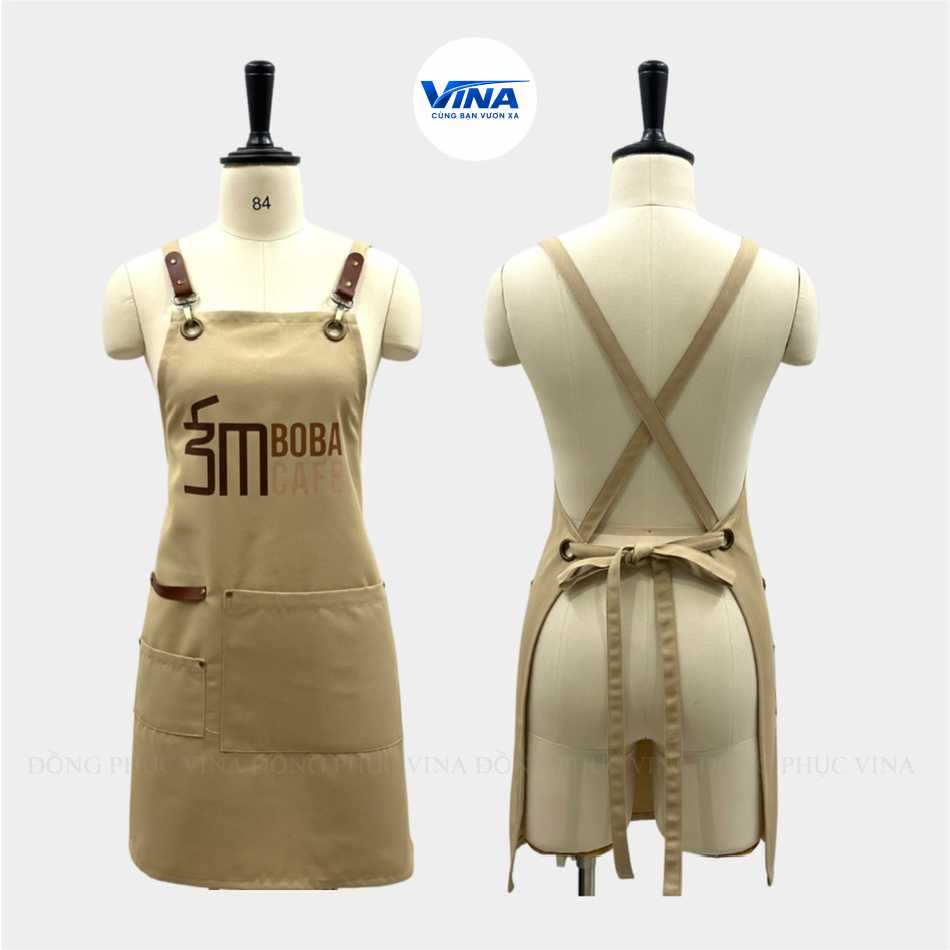 Tạp dề quán cafe phối dây da