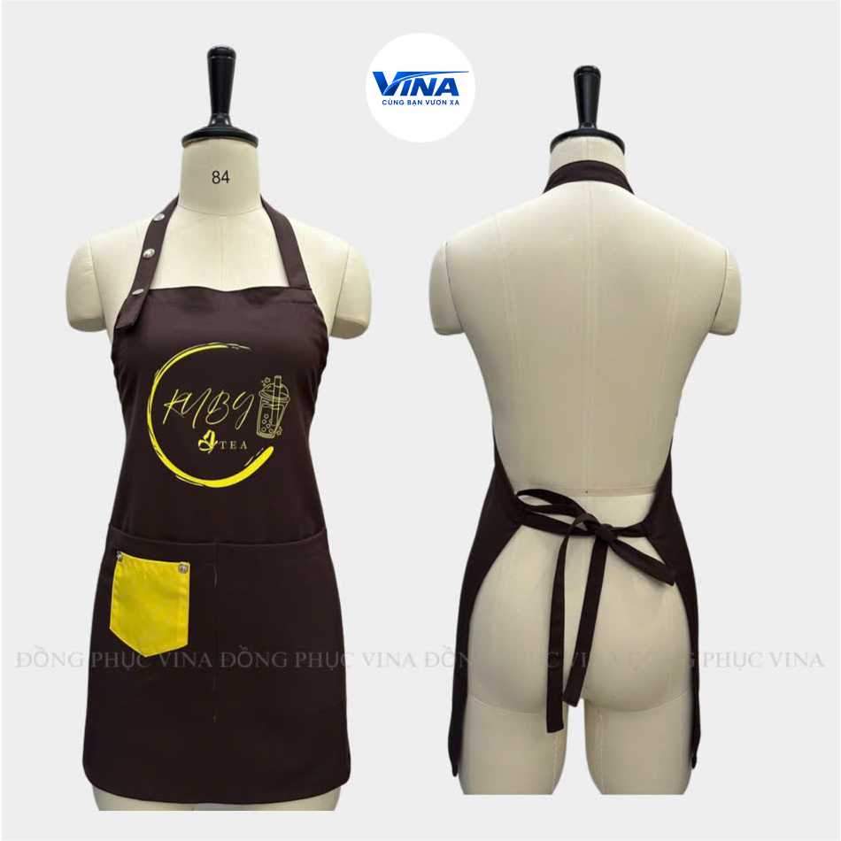 Tạp dề quán trà sữa phối túi