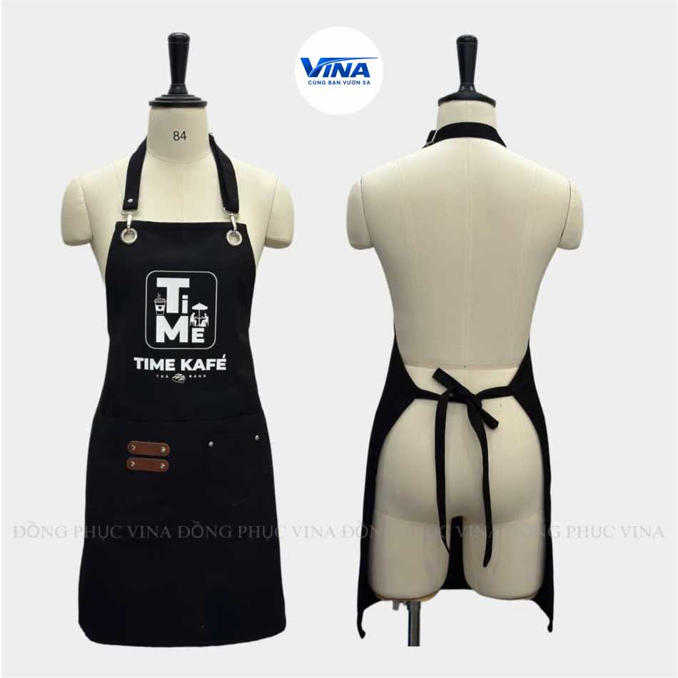 Tạp dề quán trà sữa phối da